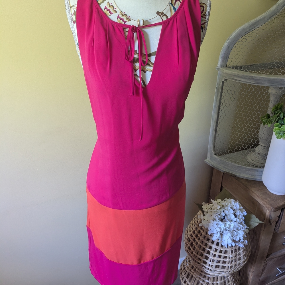 Joe Fresh Pink and Orange Midi Dress